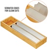 image:imagemDesign Bamboo Foil Parchment Paper and Plastic Cling Film Wrap Organizer and DispenserCutter for Kitchen Drawer  2 Roll StorageCutting Sections  Home Sort Collection  NaturalSilver