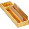 image:imagemDesign Bamboo Foil Parchment Paper and Plastic Cling Film Wrap Organizer and DispenserCutter for Kitchen Drawer  2 Roll StorageCutting Sections  Home Sort Collection  NaturalSilver