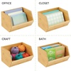 image:imagemDesign Bamboo Stackable Food Storage Organization Bin Basket  Wide Open Front for Kitchen Cabinets Pantry Offices Closets Holds Snacks Dry Goods Packets Spices Teas  Natural Wood
