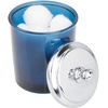 image:imagemDesign Bathroom Vanity Storage Organizer Apothecary Canister Jar for Cotton Balls Swabs Makeup Sponges Bath Salts Hair Ties Jewelry  Dark BlueChrome Lid