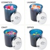 image:imagemDesign Bathroom Vanity Storage Organizer Apothecary Canister Jar for Cotton Balls Swabs Makeup Sponges Bath Salts Hair Ties Jewelry  Dark BlueChrome Lid