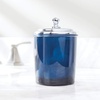 image:imagemDesign Bathroom Vanity Storage Organizer Apothecary Canister Jar for Cotton Balls Swabs Makeup Sponges Bath Salts Hair Ties Jewelry  Dark BlueChrome Lid