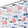 image:imagemDesign Decorative Fish Print  Easy Care Fabric Shower Curtain with Reinforced Buttonholes for Bathroom Showers Stalls and Bathtubs Machine Washable  72 x 72  Bright MultiBright Multi