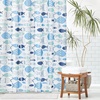 image:imagemDesign Decorative Fish Print  Easy Care Fabric Shower Curtain with Reinforced Buttonholes for Bathroom Showers Stalls and Bathtubs Machine Washable  72 x 72  Bright MultiBlue Multi