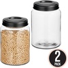 image:imagemDesign Extra Small Storage Glass Canister Airtight Metal Lid for Kitchen Pantry Counter Cabinet Container for Food Snacks Cooking or Baking Supplies Home Sort Collection 2 Pack ClearBlack