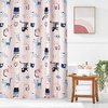image:imagemDesign Fabric Shower Curtain 72 x 72 Machine Washable Quality Reinforced Buttonholes for Bathroom Guest Bath Stalls Tubs  Kitties Design  Pink