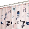 image:imagemDesign Fabric Shower Curtain 72 x 72 Machine Washable Quality Reinforced Buttonholes for Bathroom Guest Bath Stalls Tubs  Kitties Design  Pink