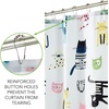 image:imagemDesign Fabric Shower Curtain 72 x 72 Machine Washable Quality Reinforced Buttonholes for Bathroom Guest Bath Stalls Tubs  Kitties Design  White