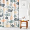 image:imagemDesign Fabric Shower Curtain 72 x 72 Machine Washable Quality Reinforced Buttonholes for Bathroom Guest Bath Stalls Tubs  Whales Design  Beige