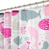 image:imagemDesign Fabric Shower Curtain 72 x 72 Machine Washable Quality Reinforced Buttonholes for Bathroom Guest Bath Stalls Tubs  Whales Design  Pink