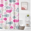 image:imagemDesign Fabric Shower Curtain 72 x 72 Machine Washable Quality Reinforced Buttonholes for Bathroom Guest Bath Stalls Tubs  Whales Design  Pink