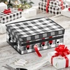 image:imagemDesign GiftWrapping Ribbon Storage Box wHandles  Holiday Bow Organizer Container wLid amp Christmas Ribbon Holder  Gift Storage Tote Bin and Bow Station  14 x 11 x 5  Buffalo Plaid BlackWhite