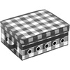 image:imagemDesign GiftWrapping Ribbon Storage Box wHandles  Holiday Bow Organizer Container wLid amp Christmas Ribbon Holder  Gift Storage Tote Bin and Bow Station  14 x 11 x 5  Buffalo Plaid BlackWhite