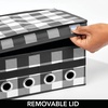 image:imagemDesign GiftWrapping Ribbon Storage Box wHandles  Holiday Bow Organizer Container wLid amp Christmas Ribbon Holder  Gift Storage Tote Bin and Bow Station  14 x 11 x 5  Buffalo Plaid BlackWhite