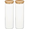 image:imagemDesign Glass Extra Large Storage Canister with Airtight Bamboo Lid for Kitchen Pantry Counter or Cabinet Holds Food Snacks Cooking Supplies Home Sort Collection 2 Pack ClearNatural