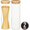 image:imagemDesign Glass Extra Large Storage Canister with Airtight Bamboo Lid for Kitchen Pantry Counter or Cabinet Holds Food Snacks Cooking Supplies Home Sort Collection 2 Pack ClearNatural