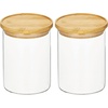 image:imagemDesign Glass Medium Storage Canister wAirtight Bamboo Lid for Kitchen Pantry Counter Cabinet Holds Food Snacks Cooking or Baking Supplies Home Sort Collection 2 Pack ClearNatural