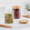 image:imagemDesign Glass Medium Storage Canister wAirtight Bamboo Lid for Kitchen Pantry Counter Cabinet Holds Food Snacks Cooking or Baking Supplies Home Sort Collection 2 Pack ClearNatural