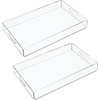 image:imagemDesign Large Modern Acrylic Rectangular Decorative Kitchen Serving Tray with BuiltIn Handles  Serve Food Tea Coffee Breakfast Snacks Cheese Appetizers and Drinks  2 Pack  Clear