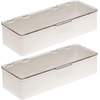 image:imagemDesign Long Plastic Cosmetic Storage Organizer Box Containers Hinged Lid for Bedroom Bathroom Vanity Shelf or Cabinet Holds Masks Palettes Lotion Nail Polish 2 Pack CreamBeigeClearCreamClear