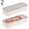 image:imagemDesign Long Plastic Cosmetic Storage Organizer Box Containers Hinged Lid for Bedroom Bathroom Vanity Shelf or Cabinet Holds Masks Palettes Lotion Nail Polish 2 Pack CreamBeigeClearCreamClear