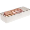 image:imagemDesign Long Plastic Cosmetic Storage Organizer Box Containers Hinged Lid for Bedroom Bathroom Vanity Shelf or Cabinet Holds Masks Palettes Lotion Nail Polish 2 Pack CreamBeigeClearCreamClear