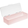 image:imagemDesign Long Plastic Cosmetic Storage Organizer Box Containers with Hinged Lid for Bedroom Bathroom Vanity Shelf or Cabinet Holds Masks Palettes Lotion or Nail Polish 2 Pack  Light PinkClear