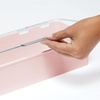 image:imagemDesign Long Plastic Cosmetic Storage Organizer Box Containers with Hinged Lid for Bedroom Bathroom Vanity Shelf or Cabinet Holds Masks Palettes Lotion or Nail Polish 2 Pack  Light PinkClear