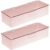 image:imagemDesign Long Plastic Cosmetic Storage Organizer Box Containers with Hinged Lid for Bedroom Bathroom Vanity Shelf or Cabinet Holds Masks Palettes Lotion or Nail Polish 2 Pack  Light PinkClear