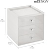 image:imagemDesign Makeup Organizer Storage Station Cube with 3 Drawers for Bathroom Vanity Cabinet Countertops  Holds Lip Gloss Eyeshadow Palettes Brushes Blush Mascara  WhiteClearLight GrayClear