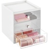 image:imagemDesign Makeup Organizer Storage Station Cube with 3 Drawers for Bathroom Vanity Cabinet Countertops  Holds Lip Gloss Eyeshadow Palettes Brushes Blush Mascara  WhiteClearWhiteClear