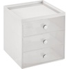 image:imagemDesign Makeup Organizer Storage Station Cube with 3 Drawers for Bathroom Vanity Cabinet Countertops  Holds Lip Gloss Eyeshadow Palettes Brushes Blush Mascara  WhiteClearLight GrayClear