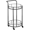 image:imagemDesign Metal Vintage Round Beverage Rolling Cart for Home  2Tier Serving Bar Trolley with EasyGlide Rotating Wheels Builtin Handle and Glass Shelves for Wine and Craft Beer  Black