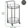 image:imagemDesign Metal Vintage Round Beverage Rolling Cart for Home  2Tier Serving Bar Trolley with EasyGlide Rotating Wheels Builtin Handle and Glass Shelves for Wine and Craft Beer  Black