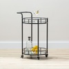 image:imagemDesign Metal Vintage Round Beverage Rolling Cart for Home  2Tier Serving Bar Trolley with EasyGlide Rotating Wheels Builtin Handle and Glass Shelves for Wine and Craft Beer  Black