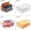 image:imagemDesign Metal Wire Storage Organizer Basket with Bamboo Wood Handles for Kitchen Pantry Rustic Farmhouse Bin to Store Fruit Coffee Spices Supplies 2 Pack Matte WhiteNaturalTan