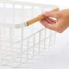 image:imagemDesign Metal Wire Storage Organizer Basket with Bamboo Wood Handles for Kitchen Pantry Rustic Farmhouse Bin to Store Fruit Coffee Spices Supplies 2 Pack Matte WhiteNaturalTan