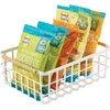 image:imagemDesign Metal Wire Storage Organizer Basket with Bamboo Wood Handles for Kitchen Pantry Rustic Farmhouse Bin to Store Fruit Coffee Spices Supplies 2 Pack Matte WhiteNaturalTan