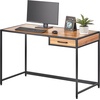 image:imagemDesign Metal amp Wood Sturdy Home Office Desk with Righthand Drawer  Computer Desk Home Office Writing Small Desk Modern Simple Style PC Table  Black Metal FrameDark Brown Nordic Walnut Top