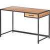image:imagemDesign Metal amp Wood Sturdy Home Office Desk with Righthand Drawer  Computer Desk Home Office Writing Small Desk Modern Simple Style PC Table  Black Metal FrameDark Brown Nordic Walnut Top