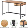 image:imagemDesign Metal amp Wood Sturdy Home Office Desk with Righthand Drawer  Computer Desk Home Office Writing Small Desk Modern Simple Style PC Table  Black Metal FrameDark Brown Nordic Walnut Top