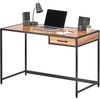 image:imagemDesign Metal amp Wood Sturdy Home Office Desk with Righthand Drawer  Computer Desk Home Office Writing Small Desk Modern Simple Style PC Table  Black Metal FrameDark Brown Nordic Walnut Top