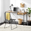image:imagemDesign Metal amp Wood Sturdy Home Office Desk with Righthand Drawer  Computer Desk Home Office Writing Small Desk Modern Simple Style PC Table  Black Metal FrameDark Brown Nordic Walnut Top