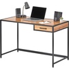 image:imagemDesign Metal amp Wood Sturdy Home Office Desk with Righthand Drawer  Computer Desk Home Office Writing Small Desk Modern Simple Style PC Table  Black Metal FrameDark Brown Nordic Walnut Top