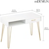 image:imagemDesign MetalWood Modern Minimalist Computer Desk  Computer Table with Drawer with Storage Cubby and Hairpin Legs  Small Work Desk for Home Office Study  WhiteSoft Brass