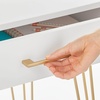 image:imagemDesign MetalWood Modern Minimalist Computer Desk  Computer Table with Drawer with Storage Cubby and Hairpin Legs  Small Work Desk for Home Office Study  WhiteSoft Brass