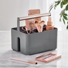 image:imagemDesign Plastic Shower Caddy Storage Organizer Utility Tote Divided Basket Bin  Metal Handle for Bathroom Dorm Kitchen Holds Soap Shampoo Conditioner  Aura Collection  Charcoal GraySatinCharcoalSatin