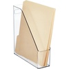 image:imagemDesign Plastic Slim Vertical File Folder Storage Organizer Bin with Handle  Hold Notebooks Binders Envelopes Magazines for Home Office Work Desktops Ligne Collection Clear
