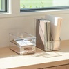 image:imagemDesign Plastic Slim Vertical File Folder Storage Organizer Bin with Handle  Hold Notebooks Binders Envelopes Magazines for Home Office Work Desktops Ligne Collection Clear