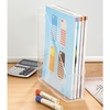 image:imagemDesign Plastic Slim Vertical File Folder Storage Organizer Bin with Handle  Hold Notebooks Binders Envelopes Magazines for Home Office Work Desktops Ligne Collection Clear